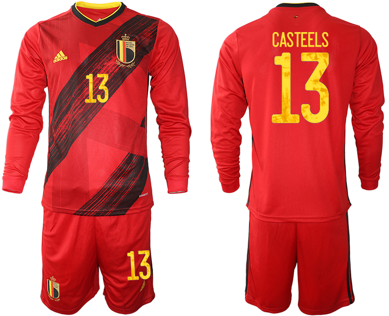 Men 2021 European Cup Belgium home Long sleeve #13 soccer jerseys